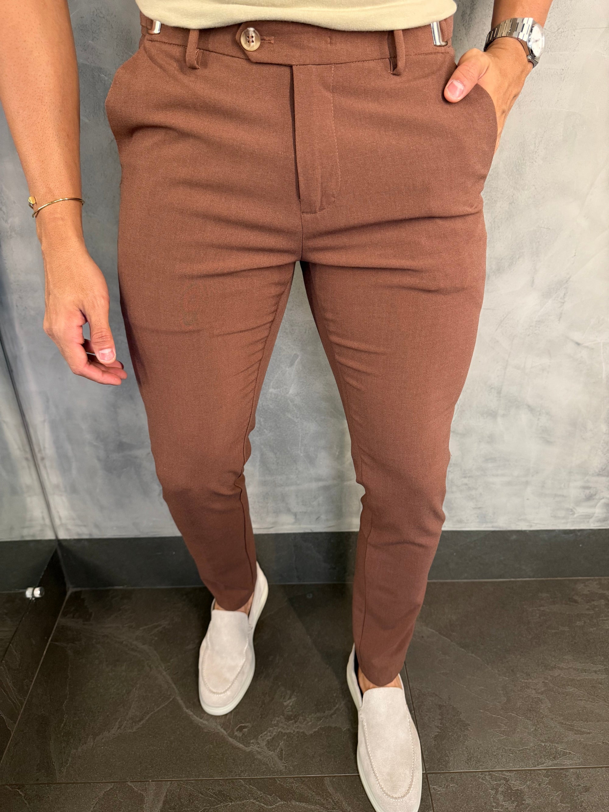 Calça Alf Atenas Ajuste Fivela Ponto H Café