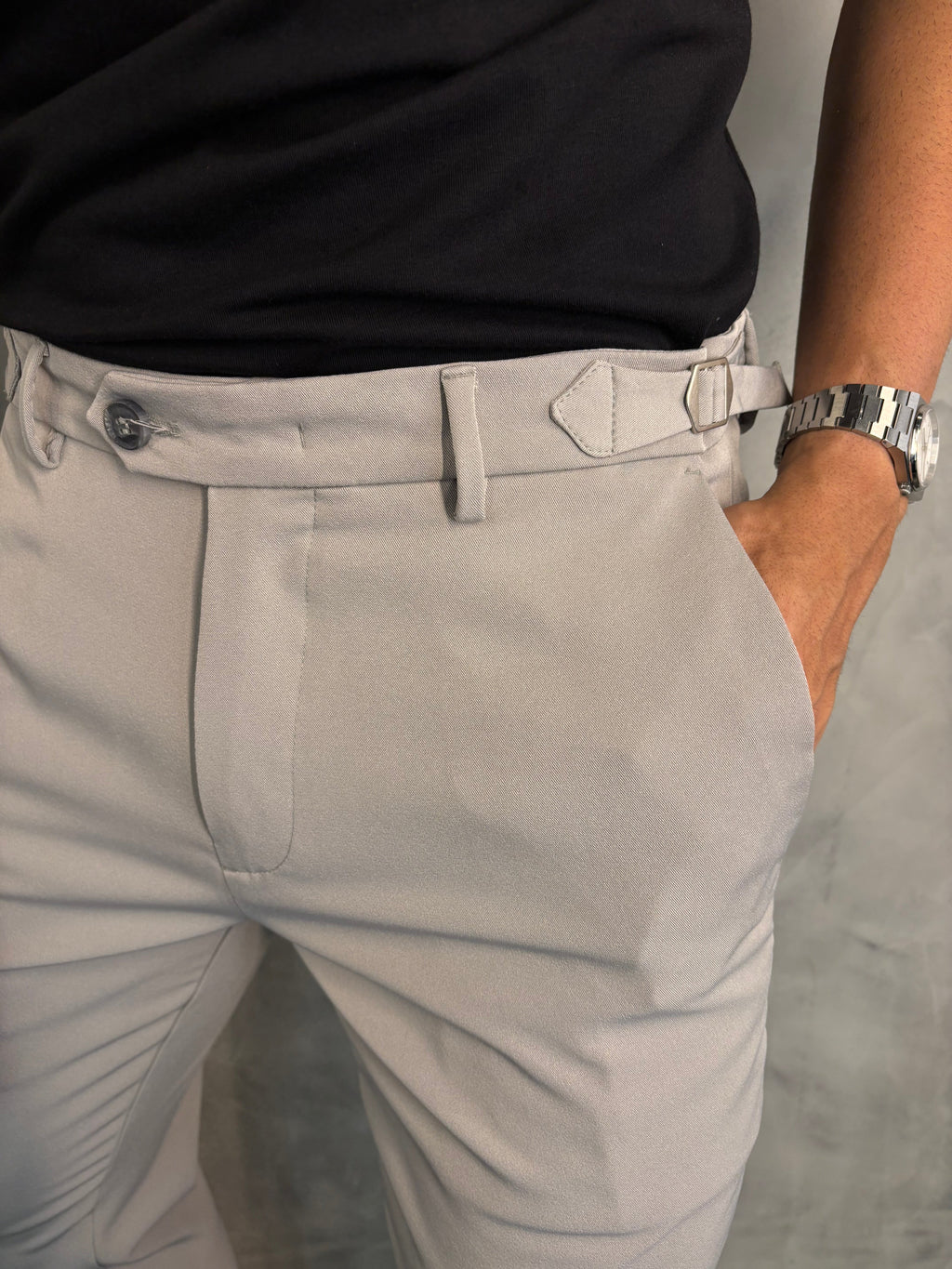 Calça Alf. Verona Ajuste Lateral Ponto H Cinza Giz