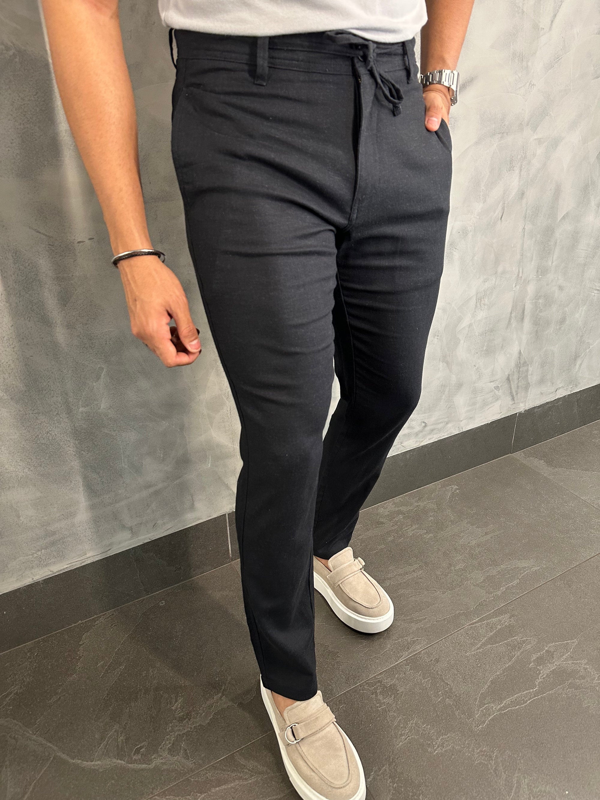 Calça Alf. Anderlecht Linho Ponto H Preto