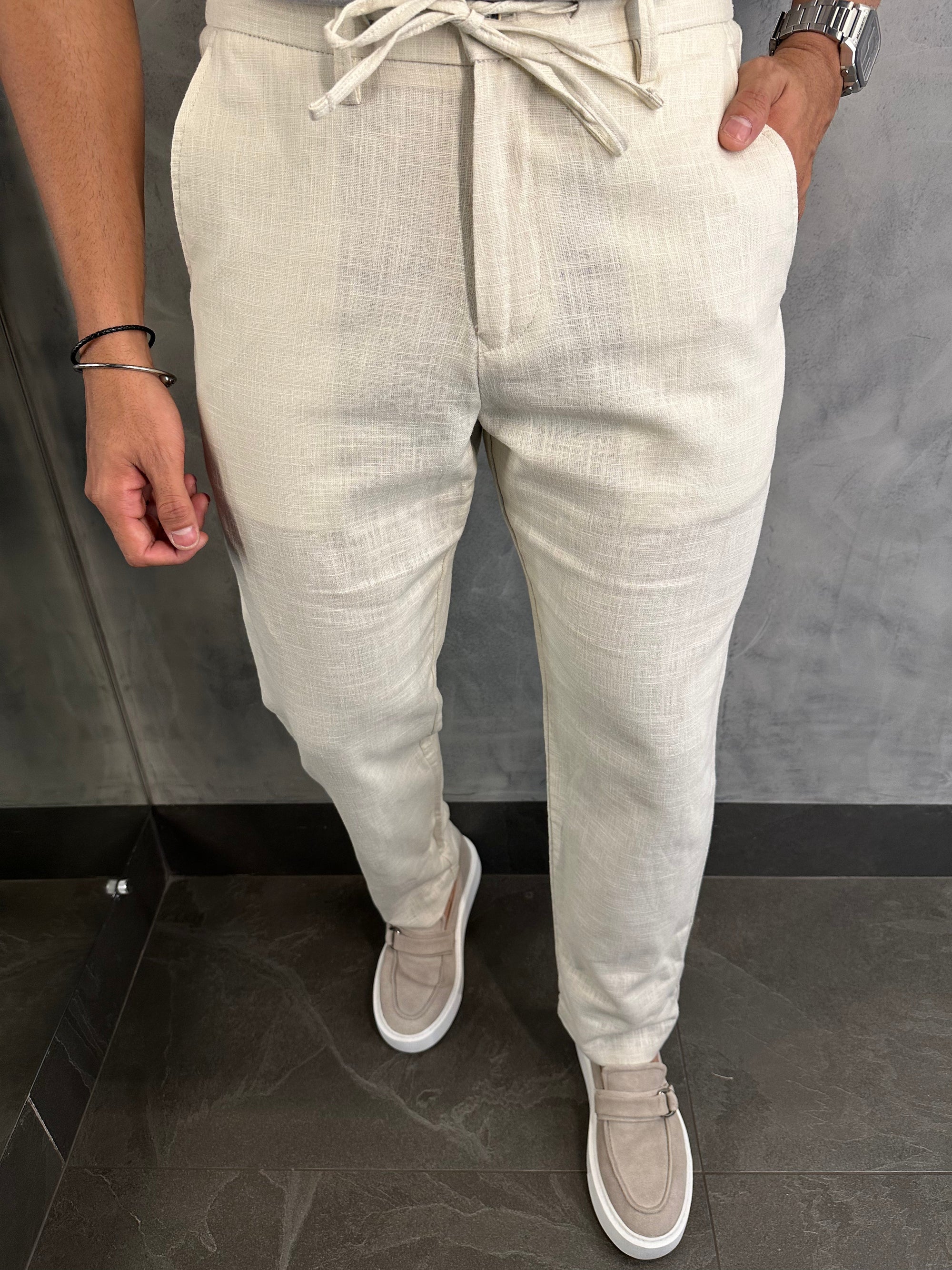 Calça Relax Rami Com Elástico E Cadarço Barezy