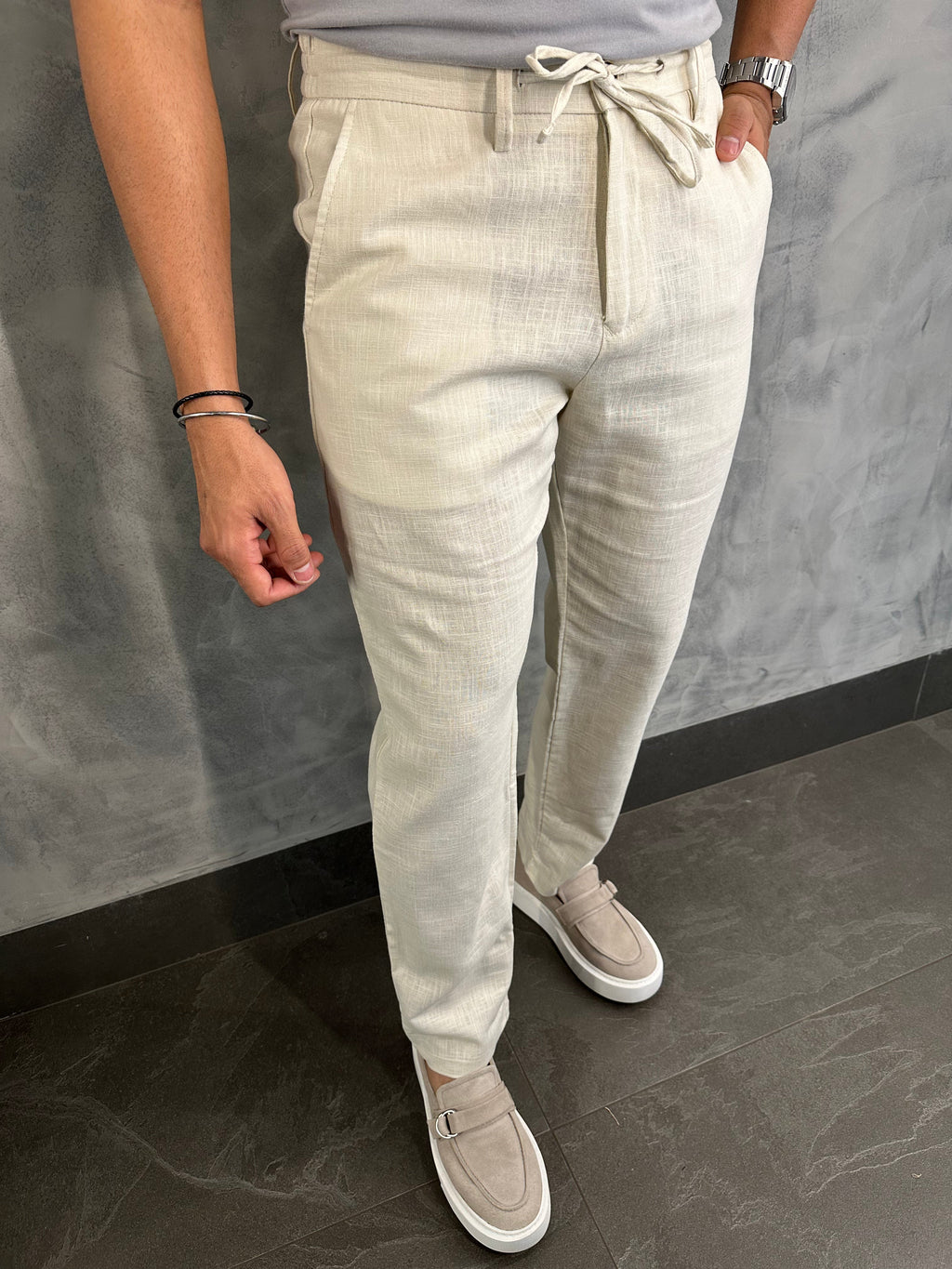 Calça Relax Rami Com Elástico E Cadarço Barezy