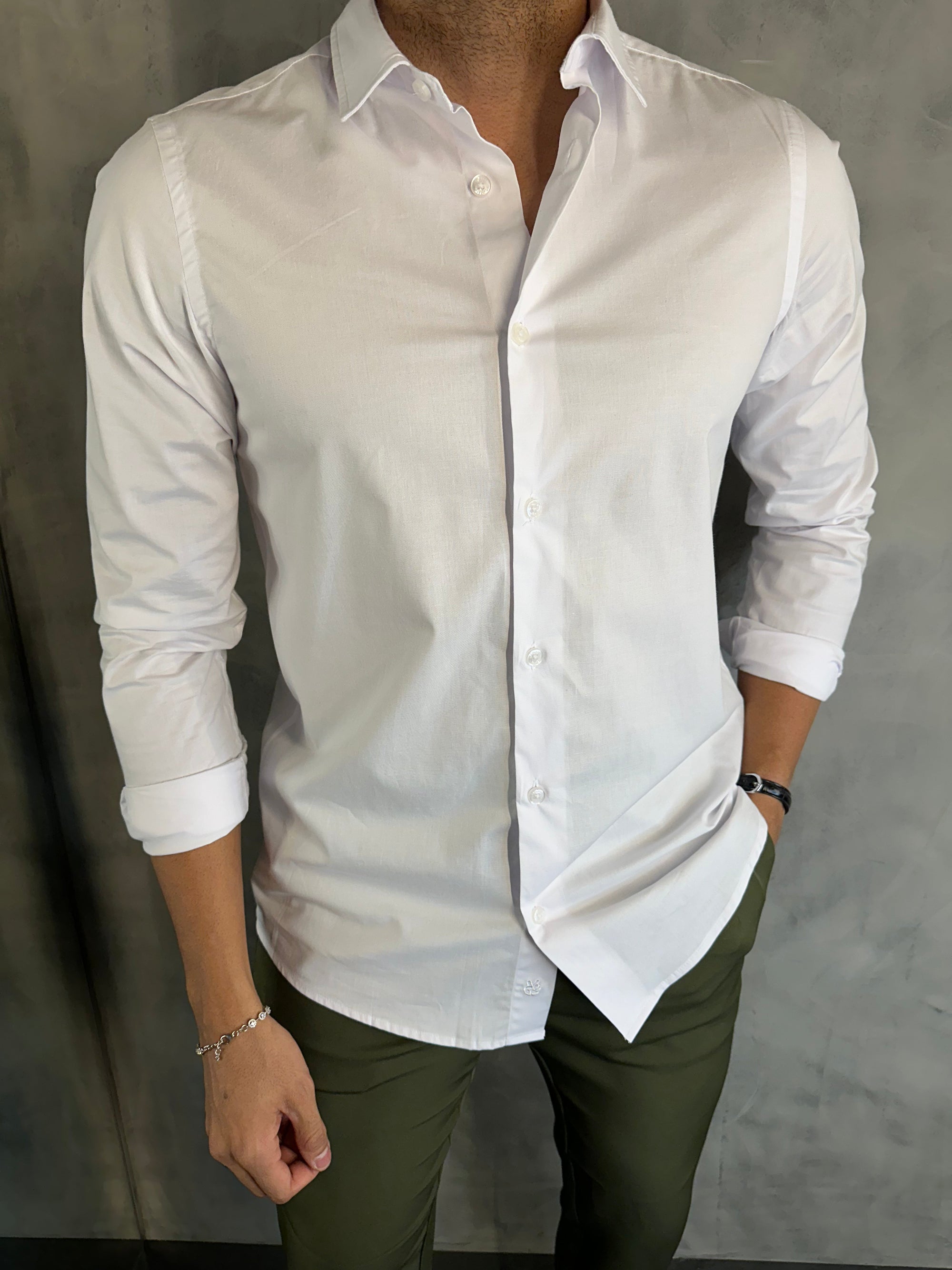 Camisa M/L Tricoline Básica Simples Reserva Branco