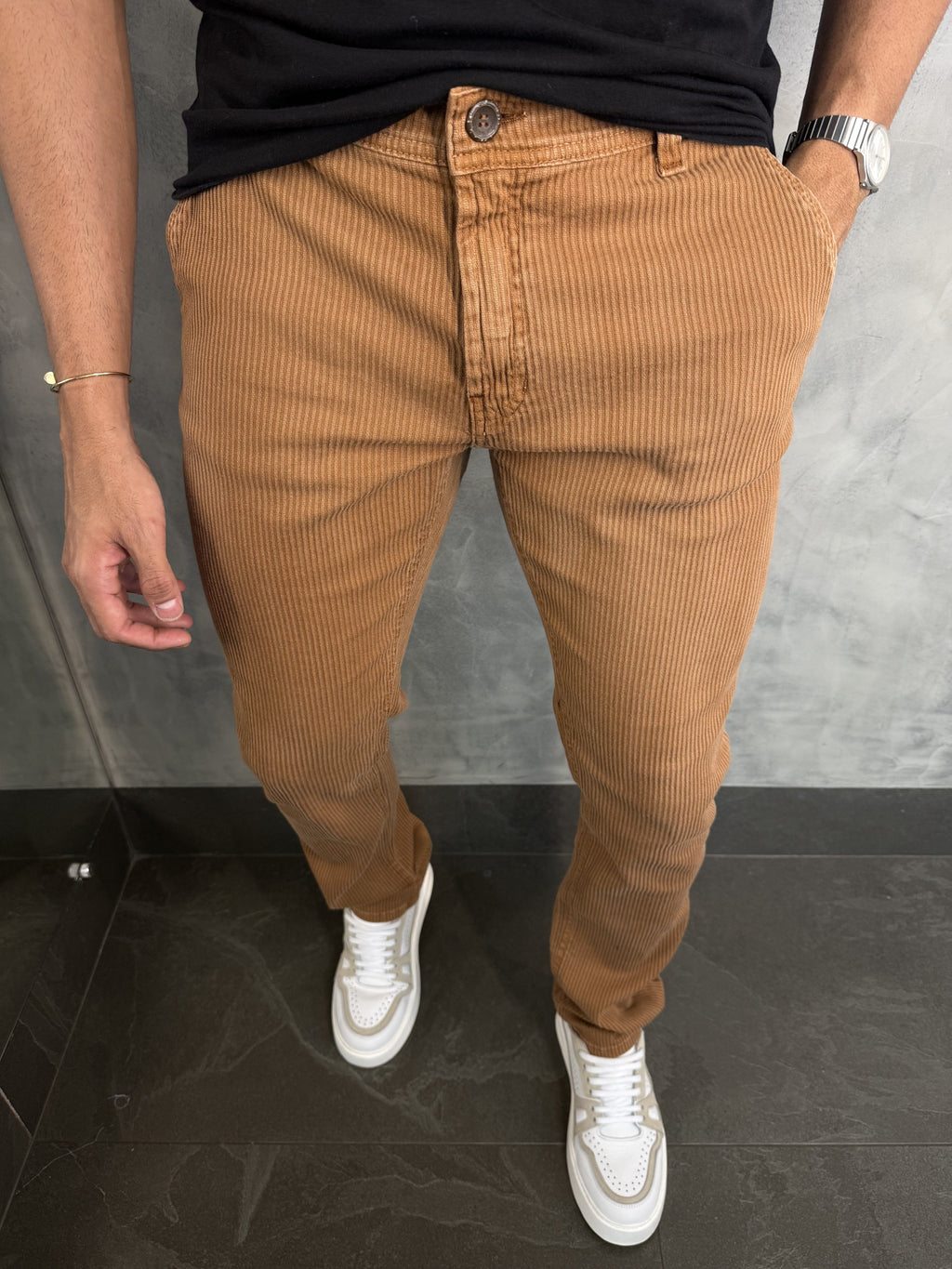 Calça Alfaiataria Cotelê Dlz Ferrugem