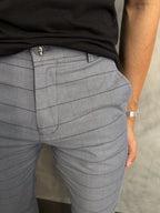 Calça Alf. Sarja Skinny Fio Tinto Xadrez Barezy