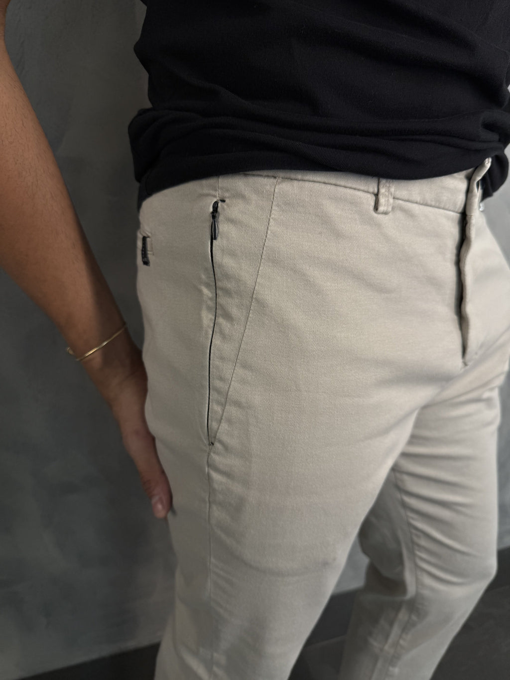 Calça Alf. Sarja Skinny Stretch Bolso Zíper Barezy