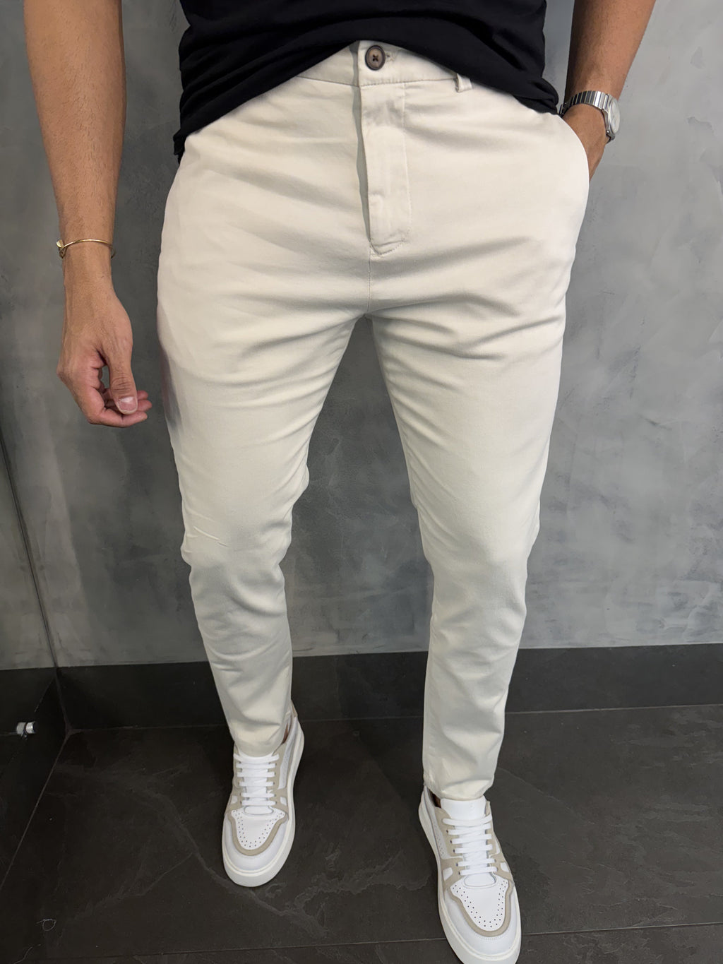 Calça Alf. Sarja Skinny Stretch Bolso Zíper Barezy