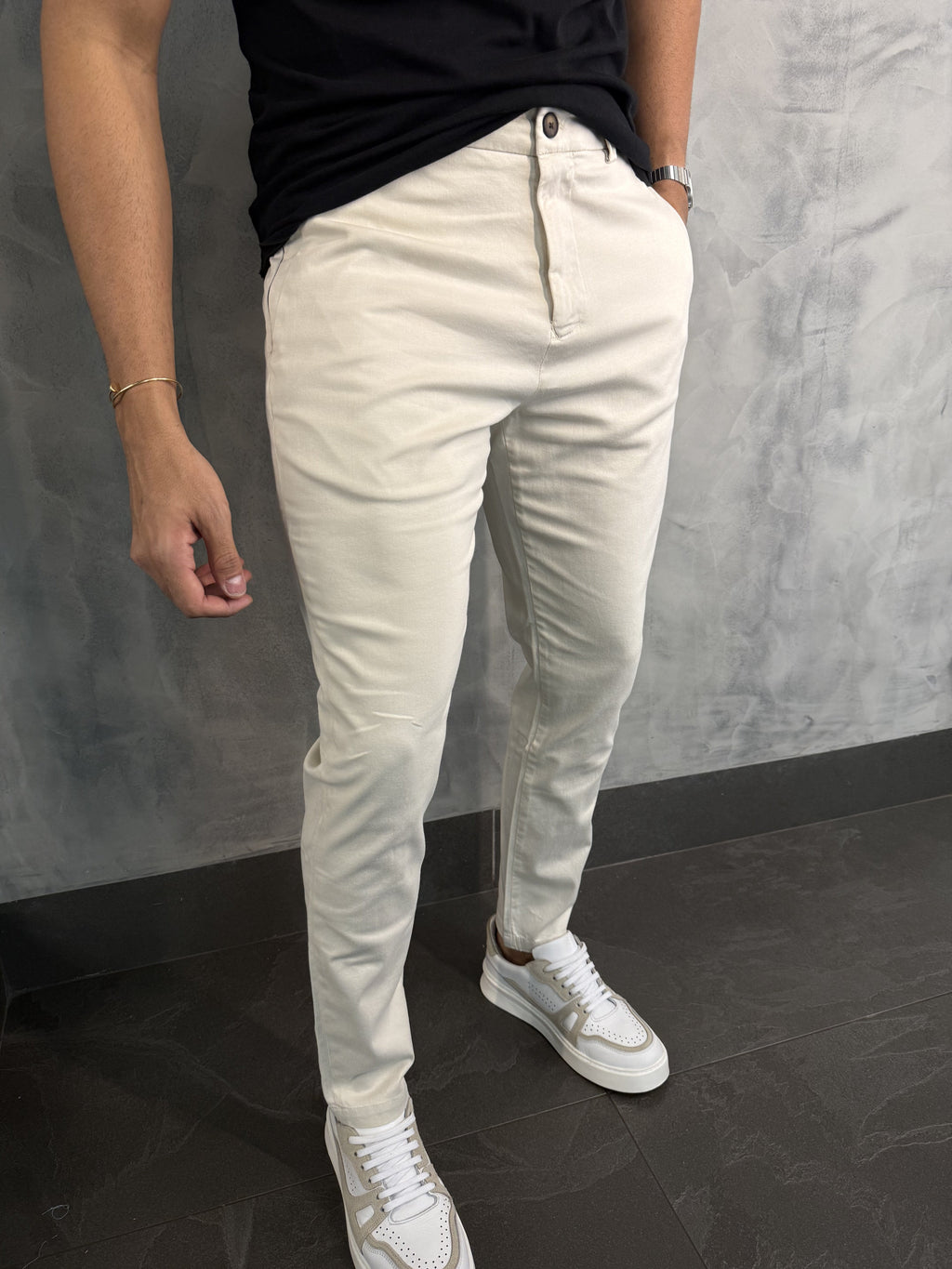 Calça Alf. Sarja Skinny Stretch Bolso Zíper Barezy