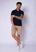 Camisa Polo Ziper Azul Marinho