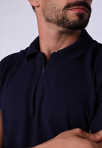 Camisa Polo Ziper Azul Marinho