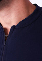 Camiseta Gola Padre Zíper Azul Marinho