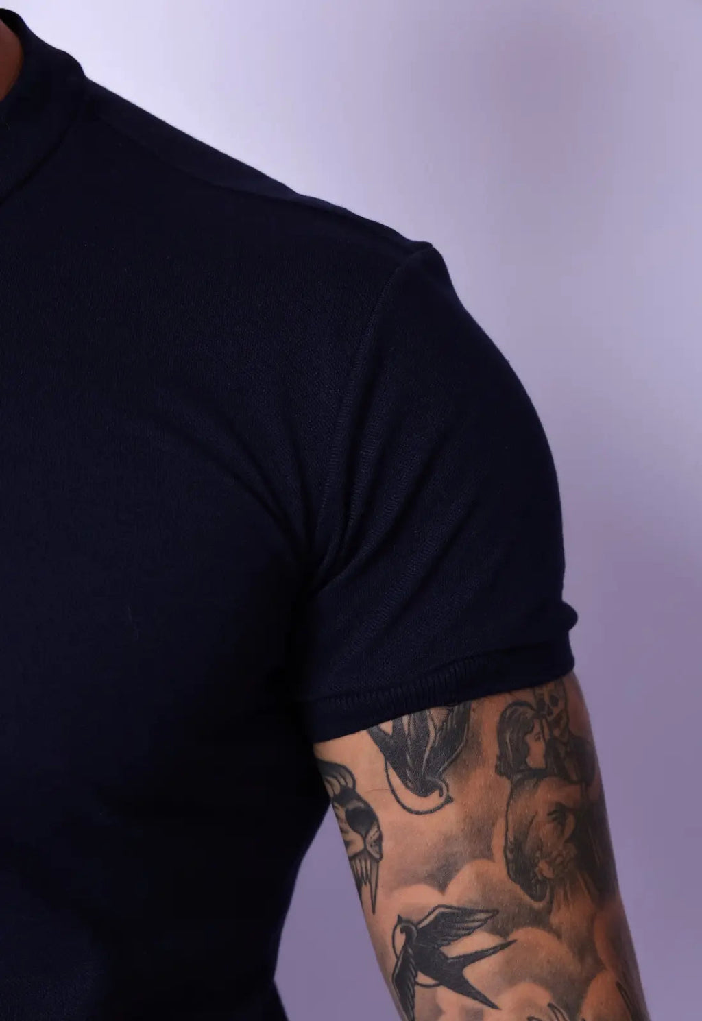 Camiseta Gola Padre Zíper Azul Marinho