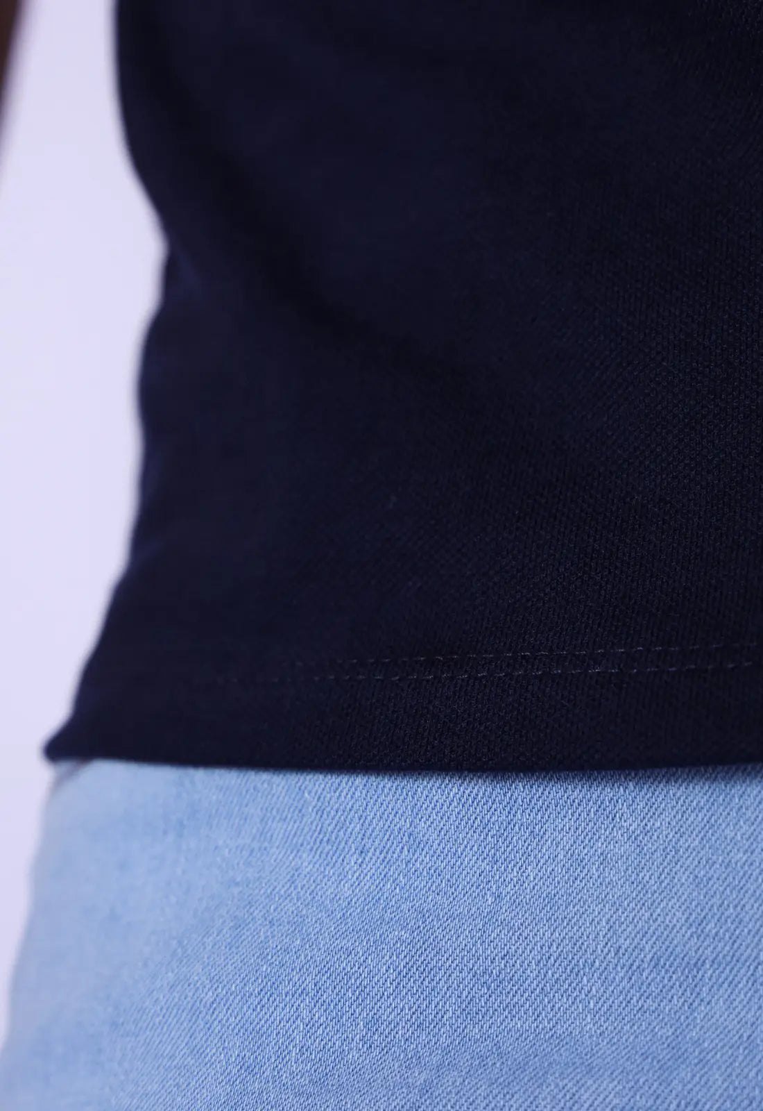 Camiseta Gola Padre Zíper Azul Marinho