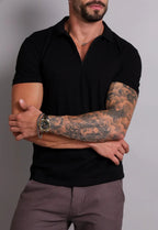 Camisa Polo Ziper Preta