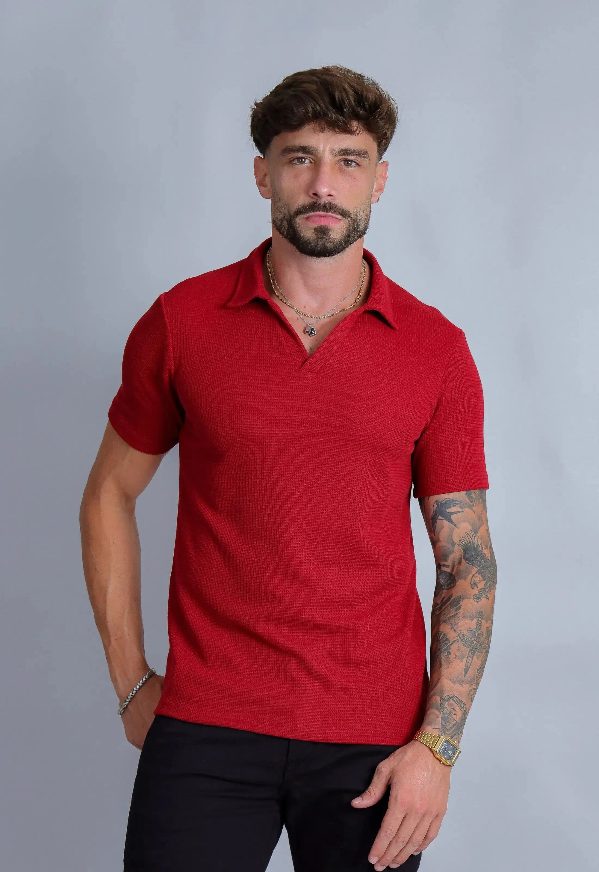 Camisa Polo Italiana Tricot Vermelha