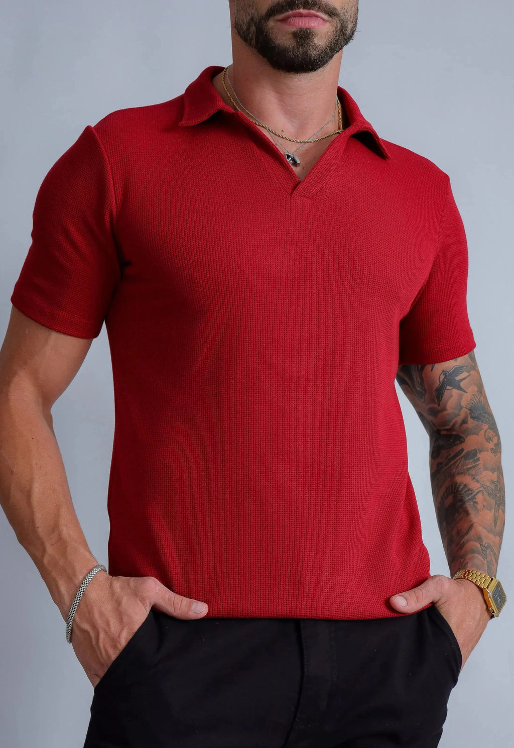 Camisa Polo Italiana Tricot Vermelha