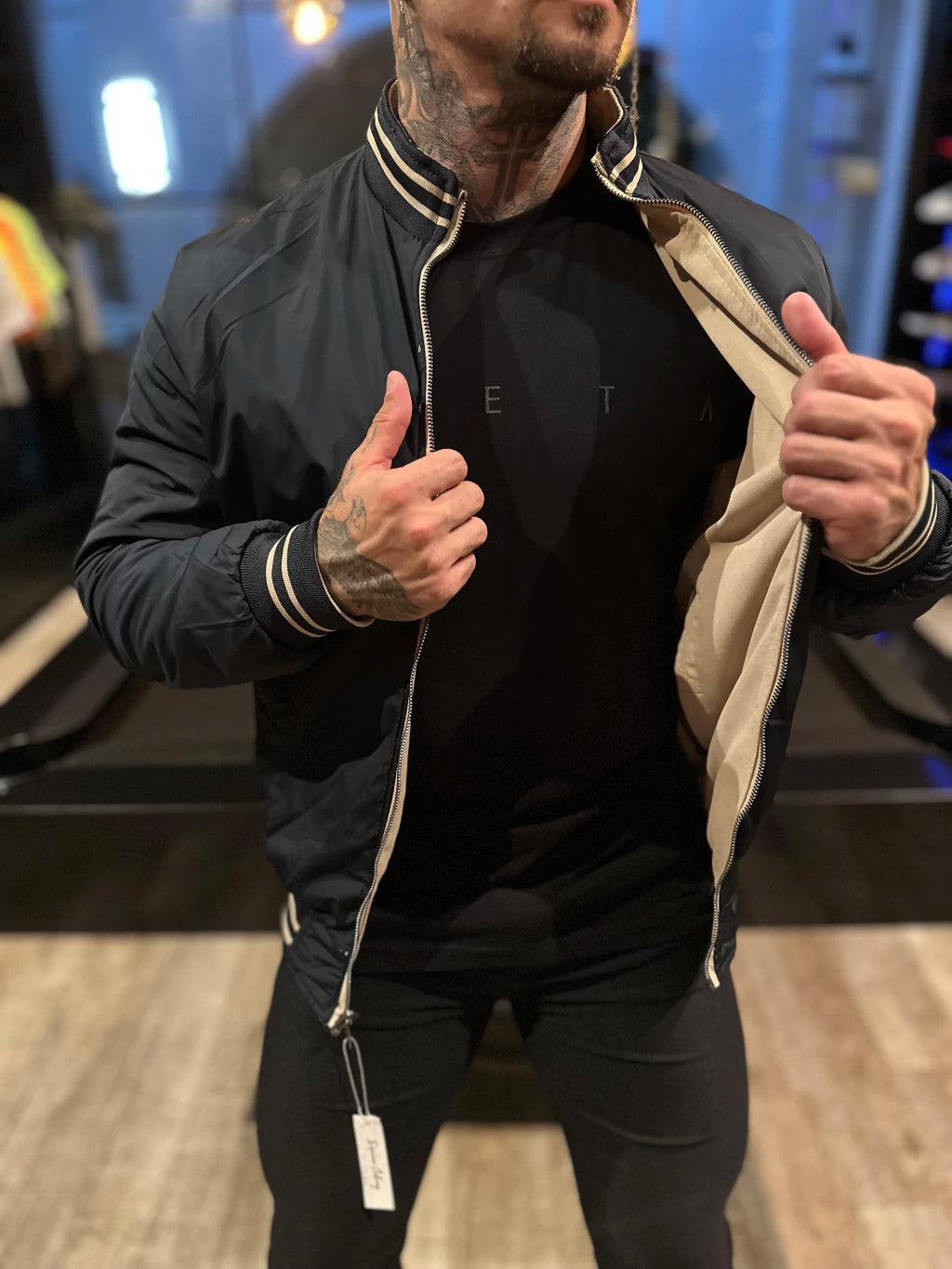 Jaqueta Premium Casual Reversivel Bege/Preta