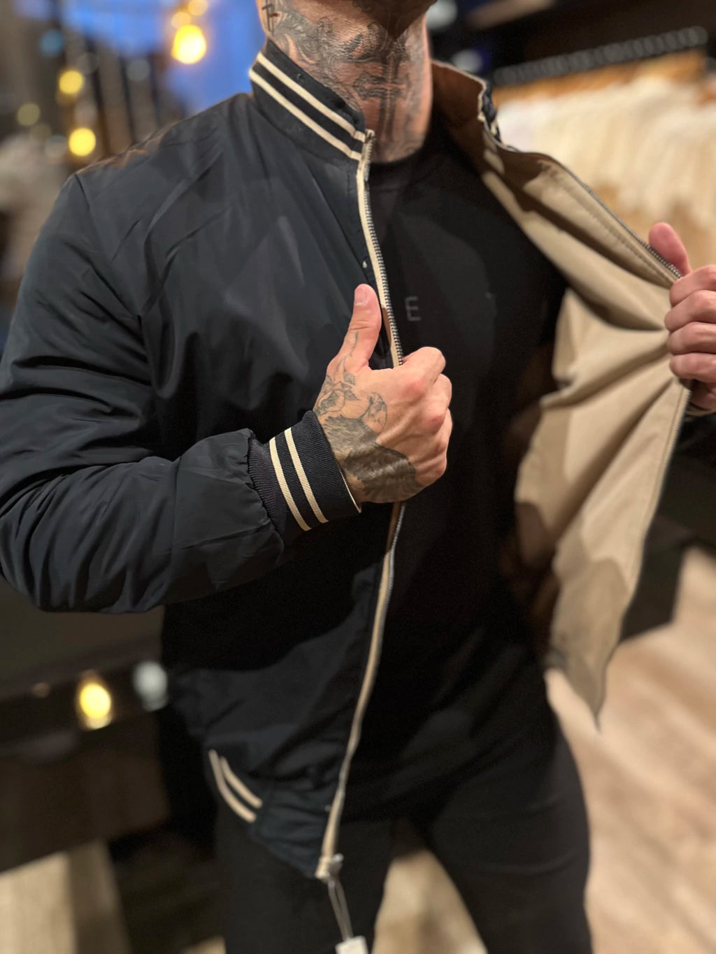 Jaqueta Premium Casual Reversivel Bege/Preta