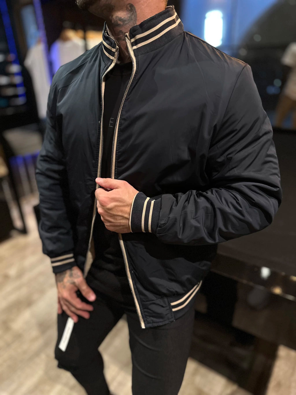 Jaqueta Premium Casual Reversivel Bege/Preta