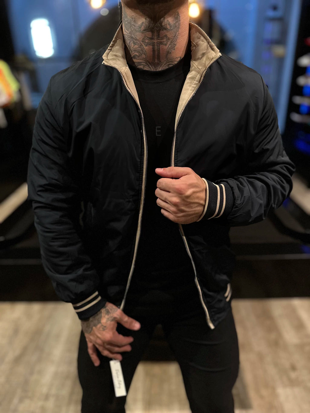 Jaqueta Premium Casual Reversivel Bege/Preta