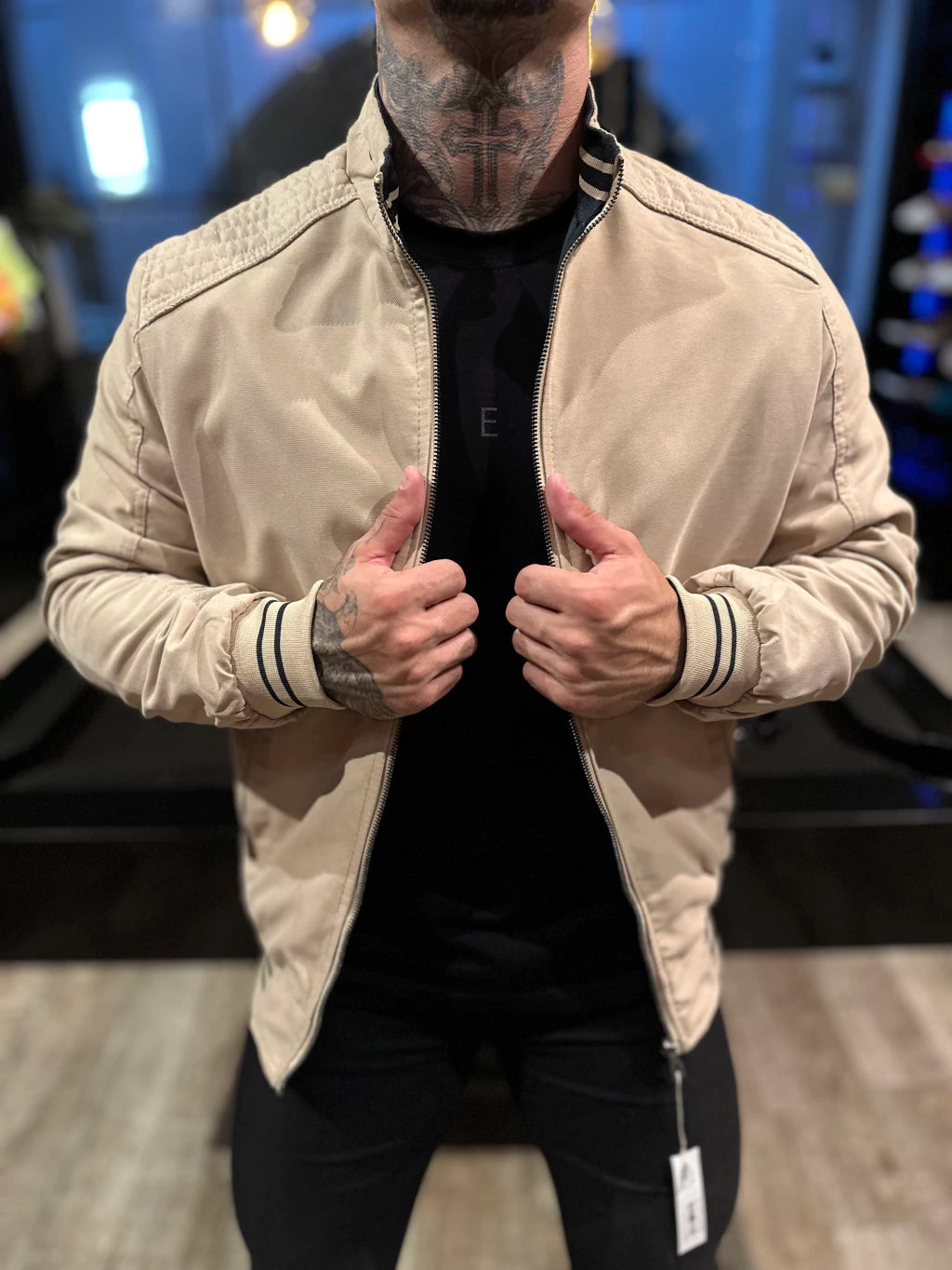 Jaqueta Premium Casual Reversivel Bege/Preta