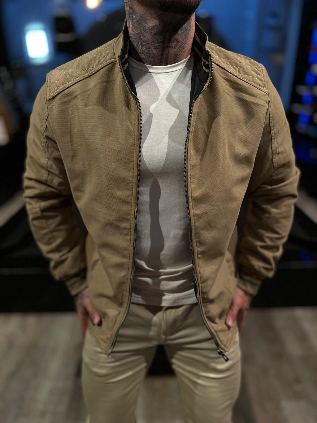 Jaqueta Premium Casual Reversivel Caqui/Preta