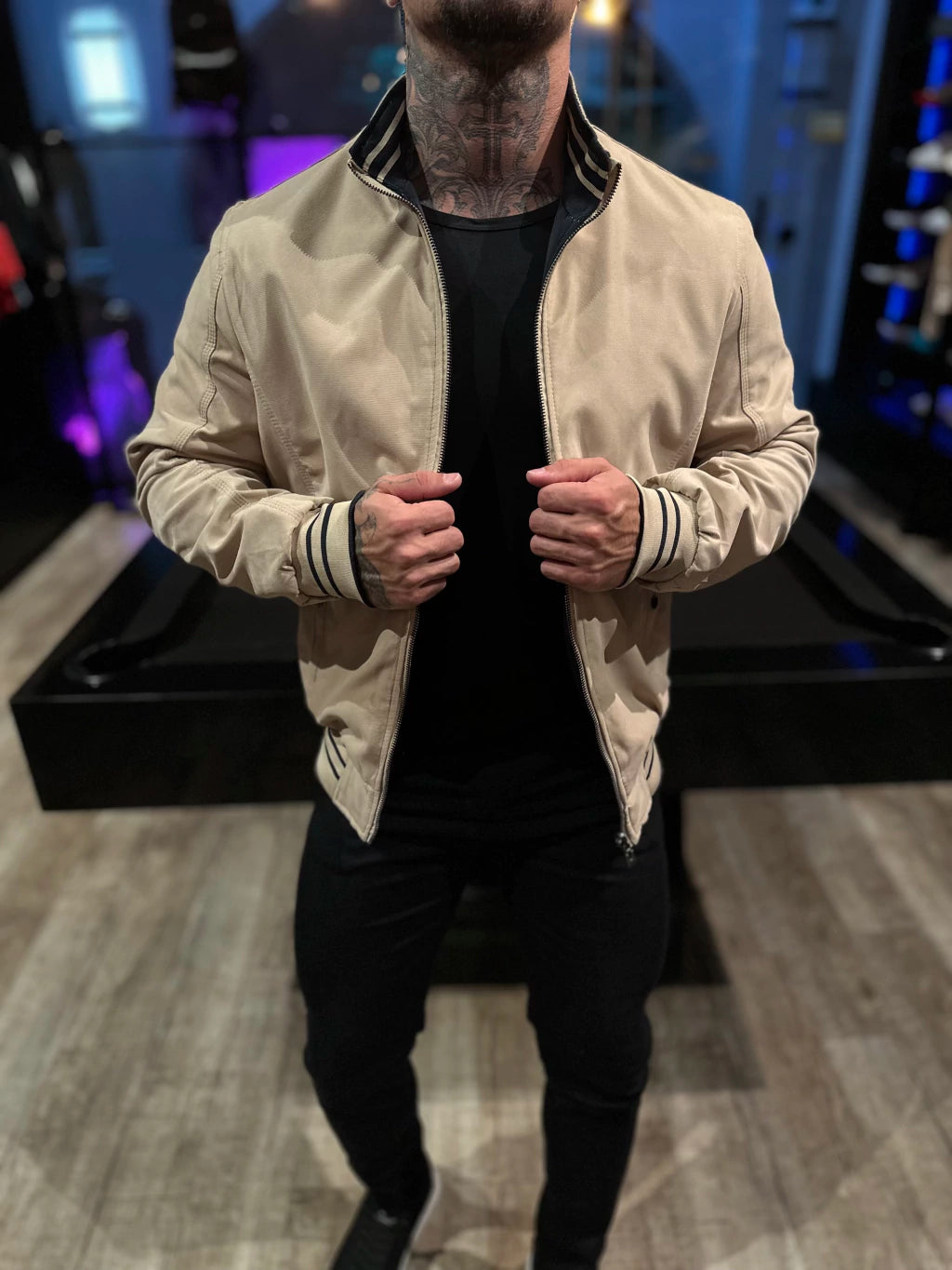 Jaqueta Premium Casual Reversivel Bege/Preta