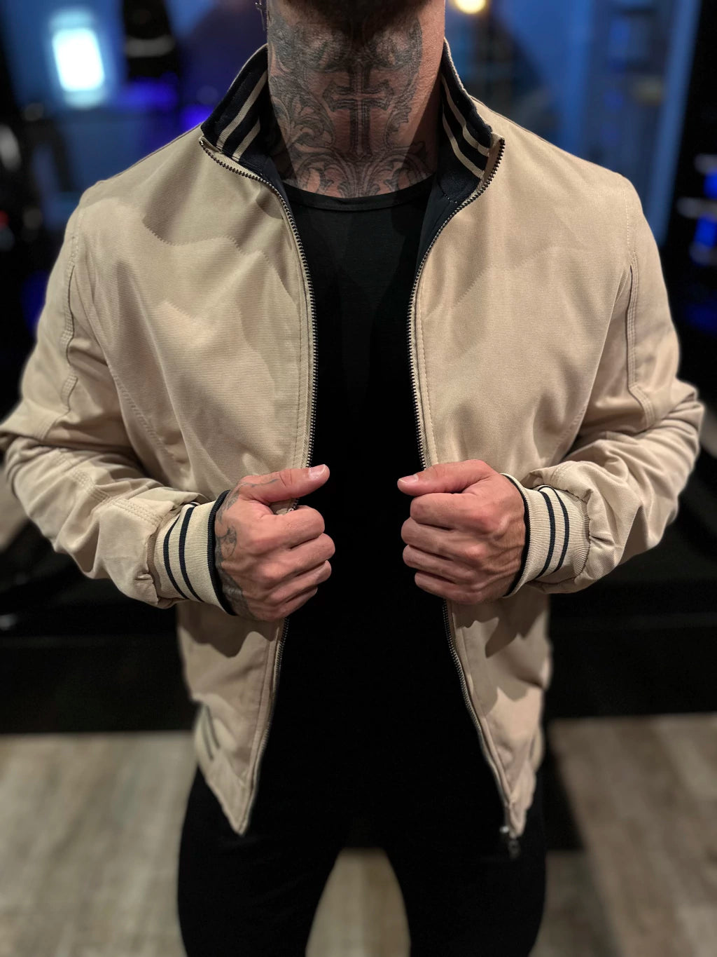 Jaqueta Premium Casual Reversivel Bege/Preta