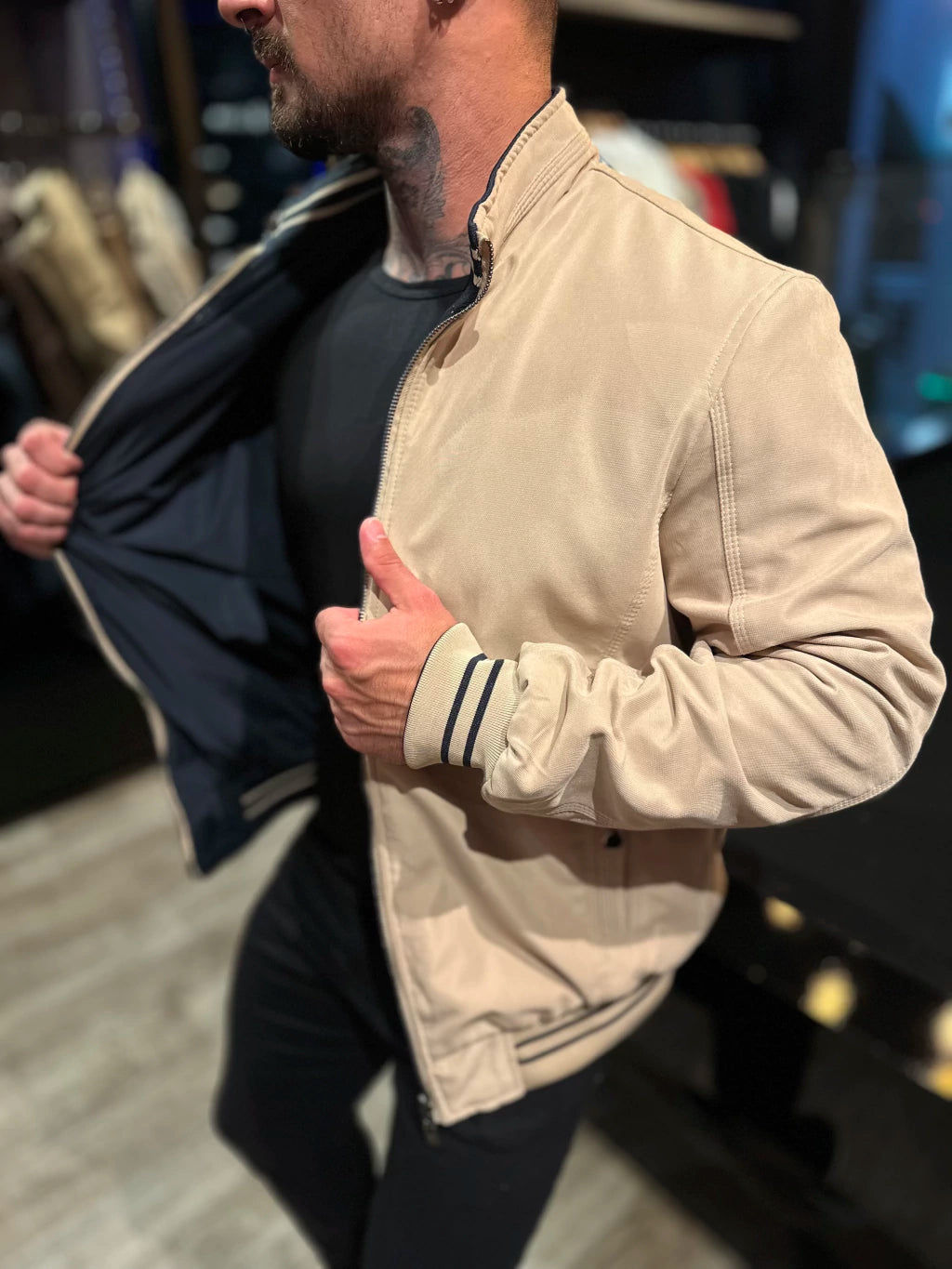 Jaqueta Premium Casual Reversivel Bege/Preta