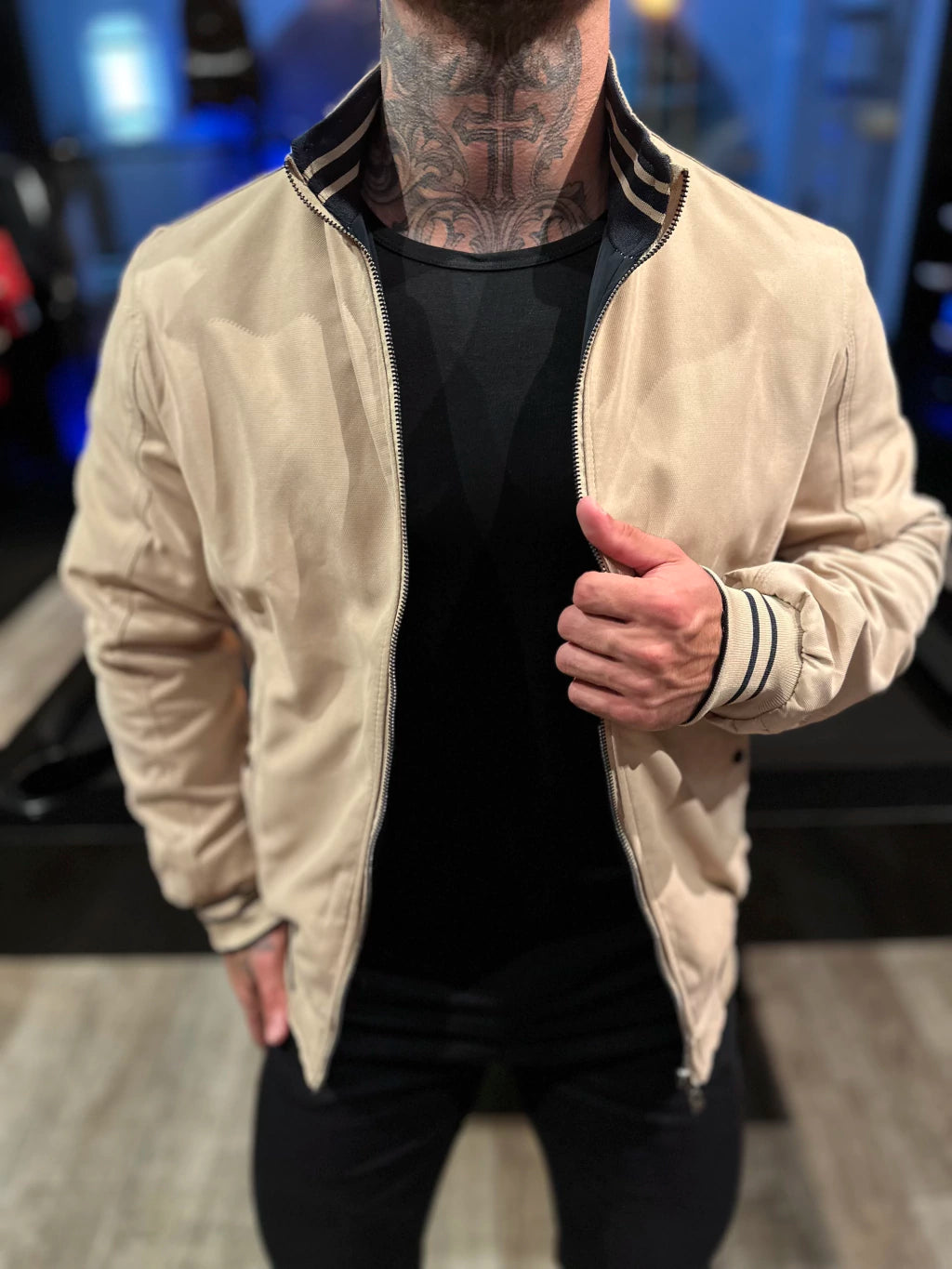 Jaqueta Premium Casual Reversivel Bege/Preta