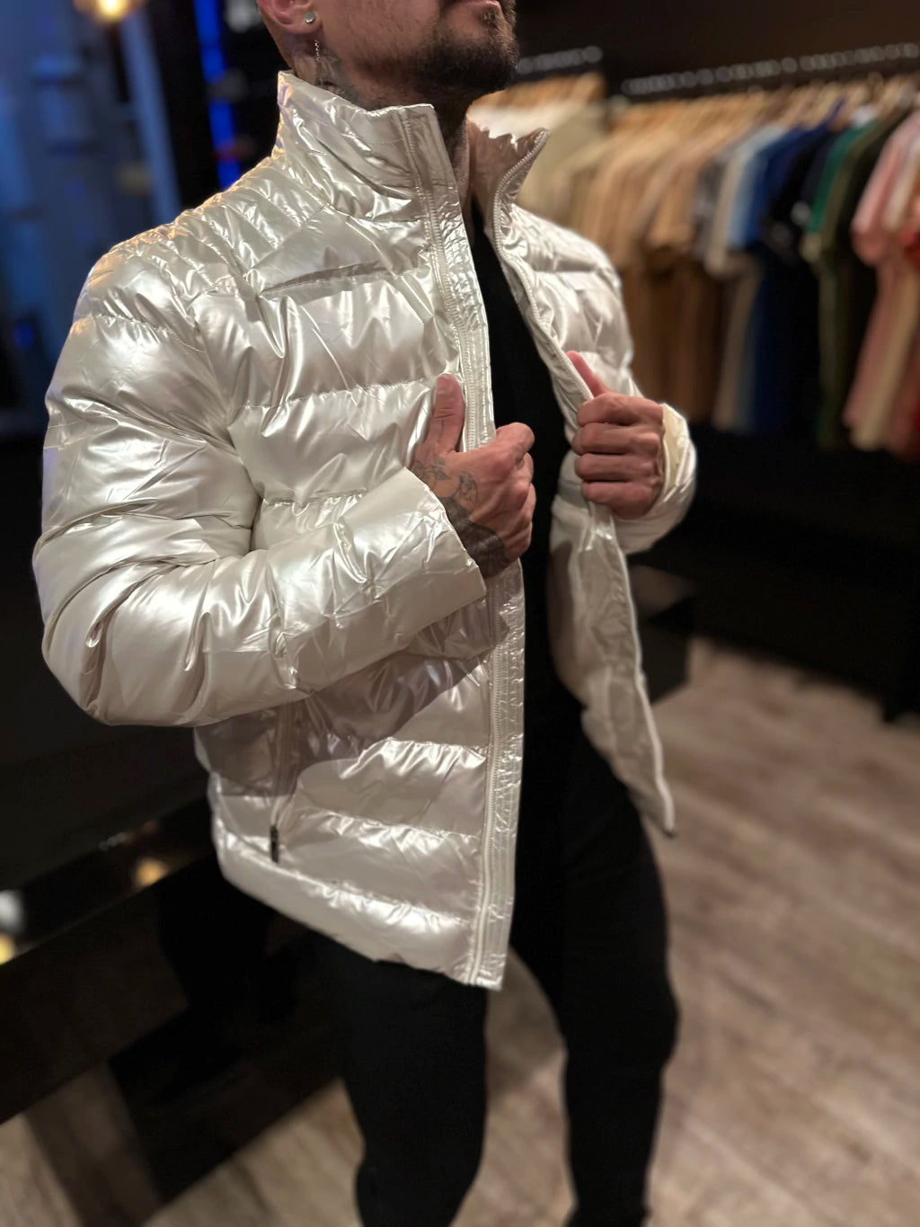 Jaqueta Puffer Premium Perolizada Branca
