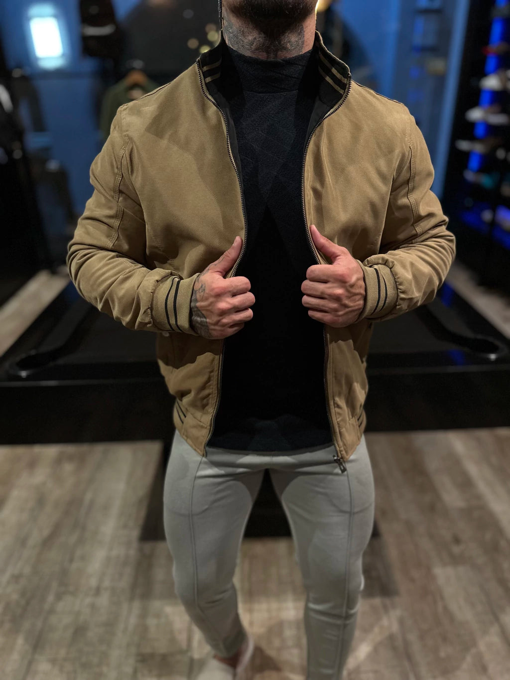 Jaqueta Premium Casual Reversivel Caqui/Preta