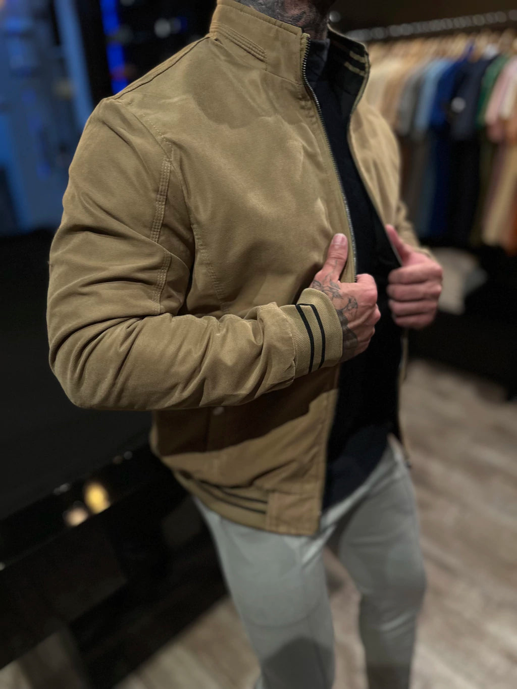 Jaqueta Premium Casual Reversivel Caqui/Preta