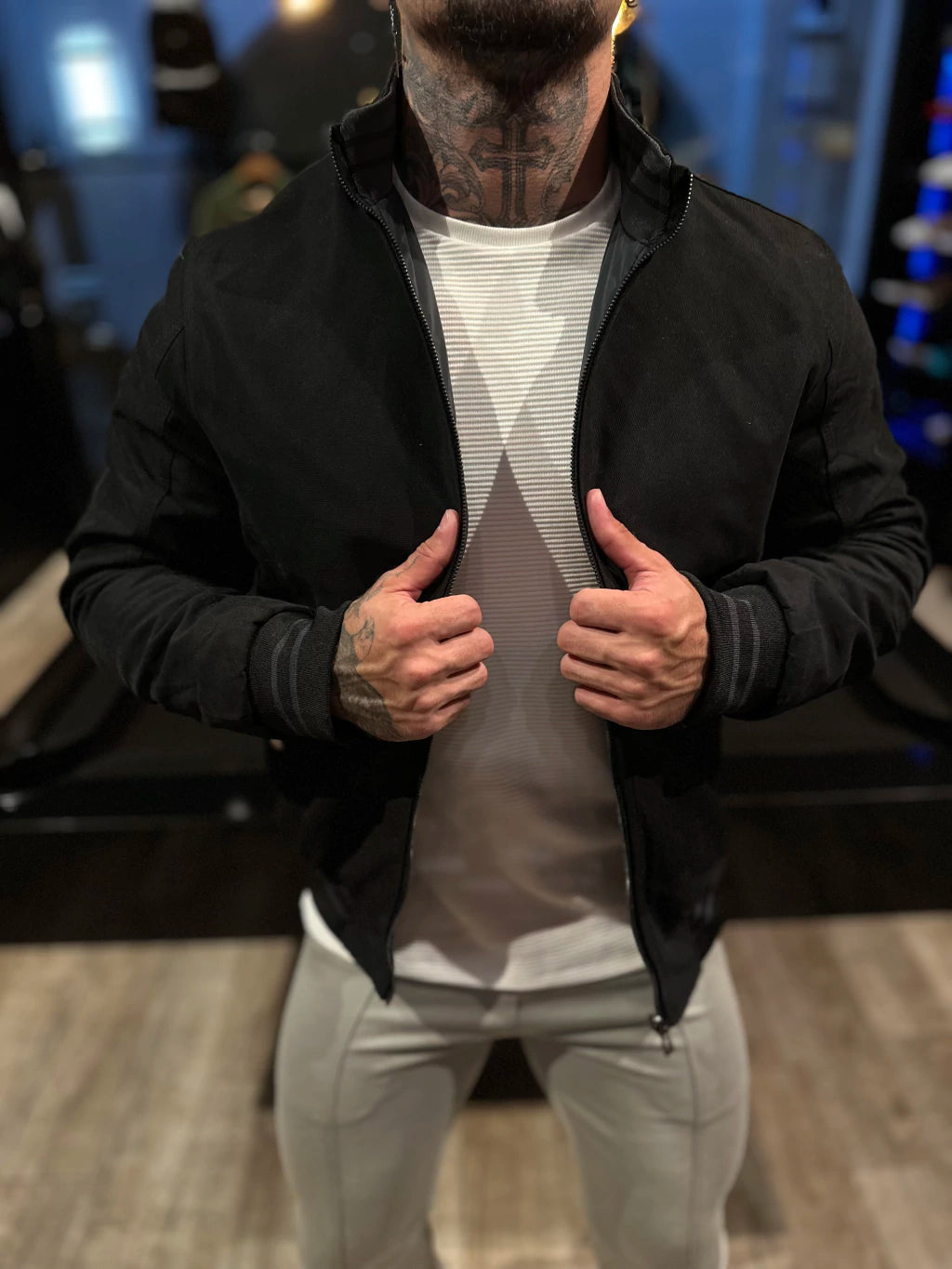 Jaqueta Premium Casual Reversivel Preta/Chumbo