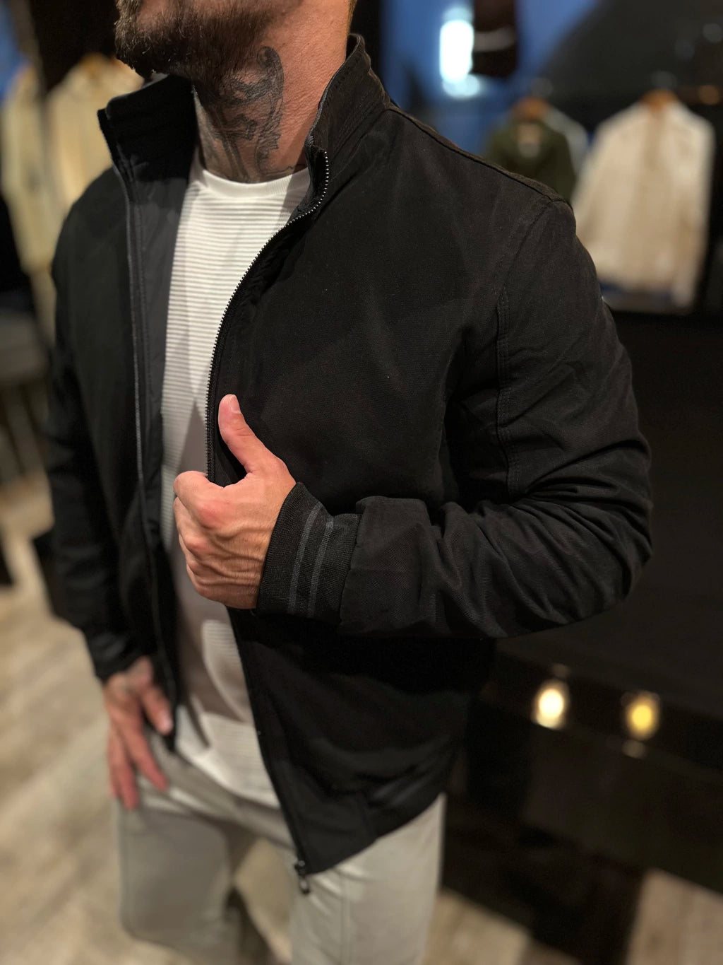 Jaqueta Premium Casual Reversivel Preta/Chumbo