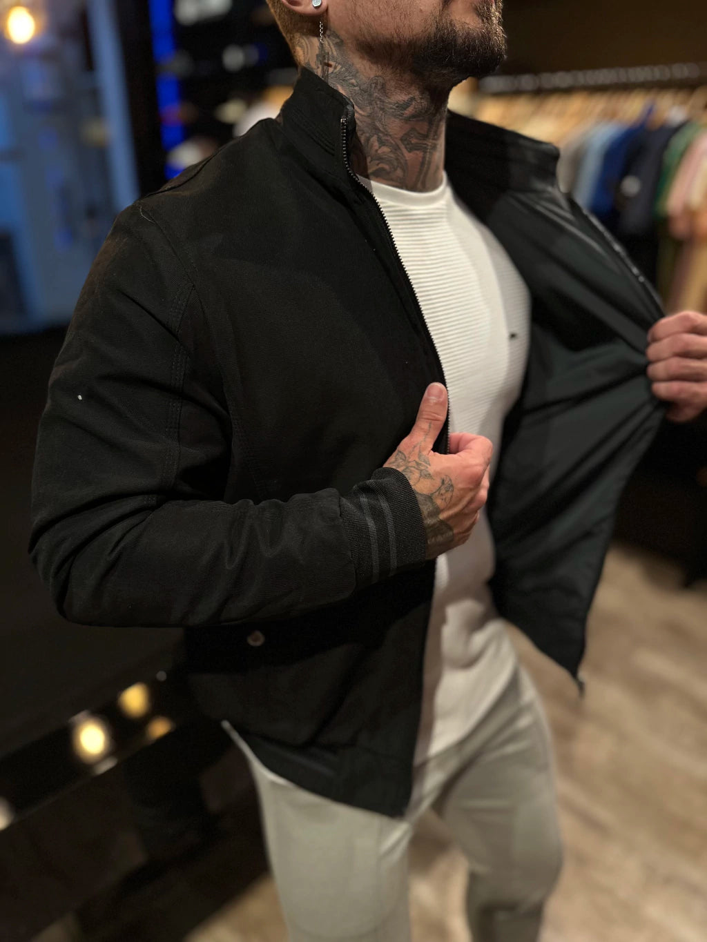 Jaqueta Premium Casual Reversivel Preta/Chumbo