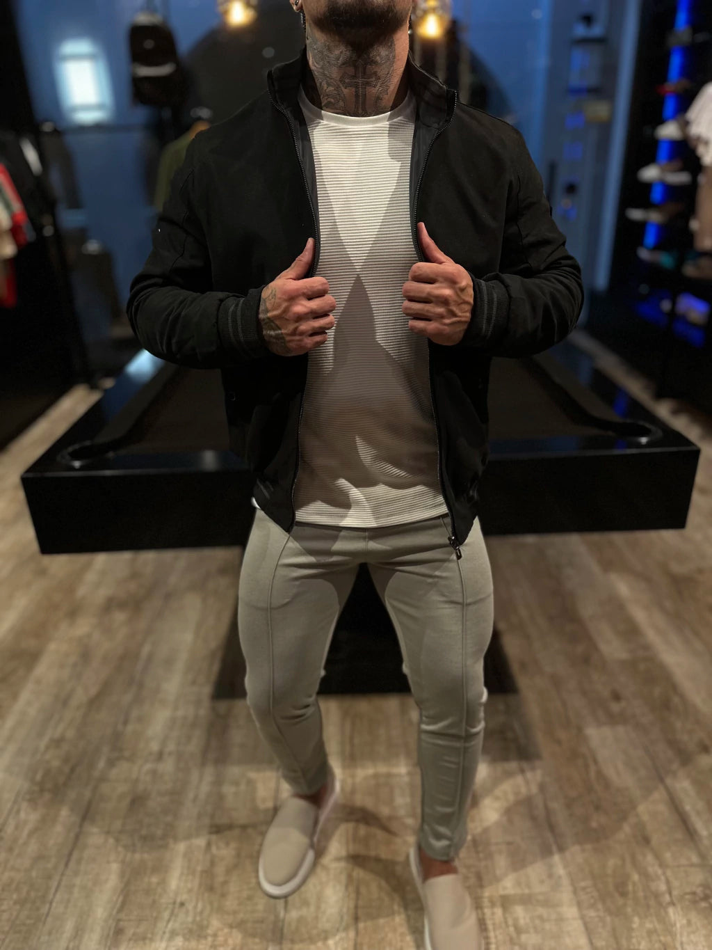 Jaqueta Premium Casual Reversivel Preta/Chumbo