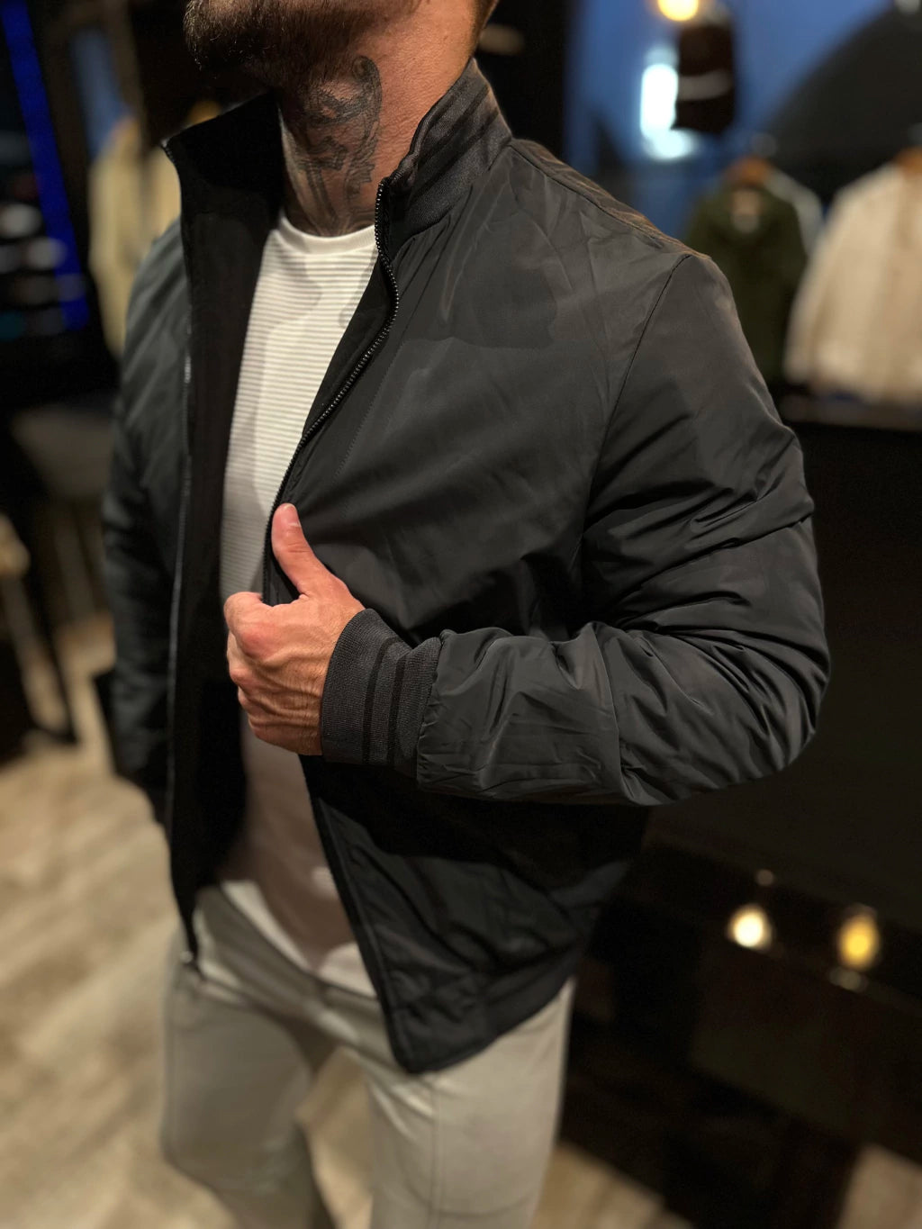 Jaqueta Premium Casual Reversivel Preta/Chumbo