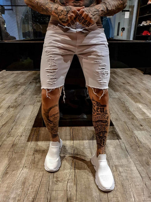 Bermuda Jeans Branca Destroyed