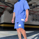 Conjunto Moletinho Over Azul Camiseta e Shorts