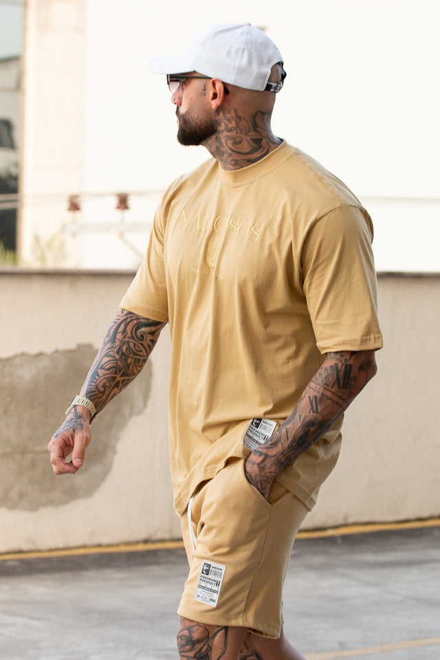 Conjunto Camisa Oversized Areia E Shorts