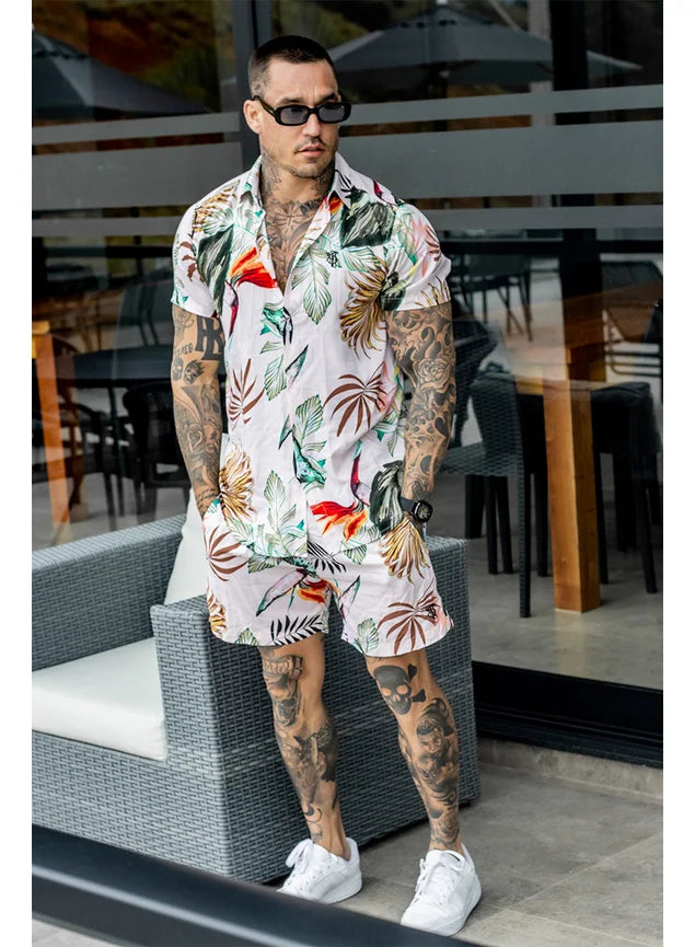 Conjunto Camisa Manga Curta Shorts Flowers Summer