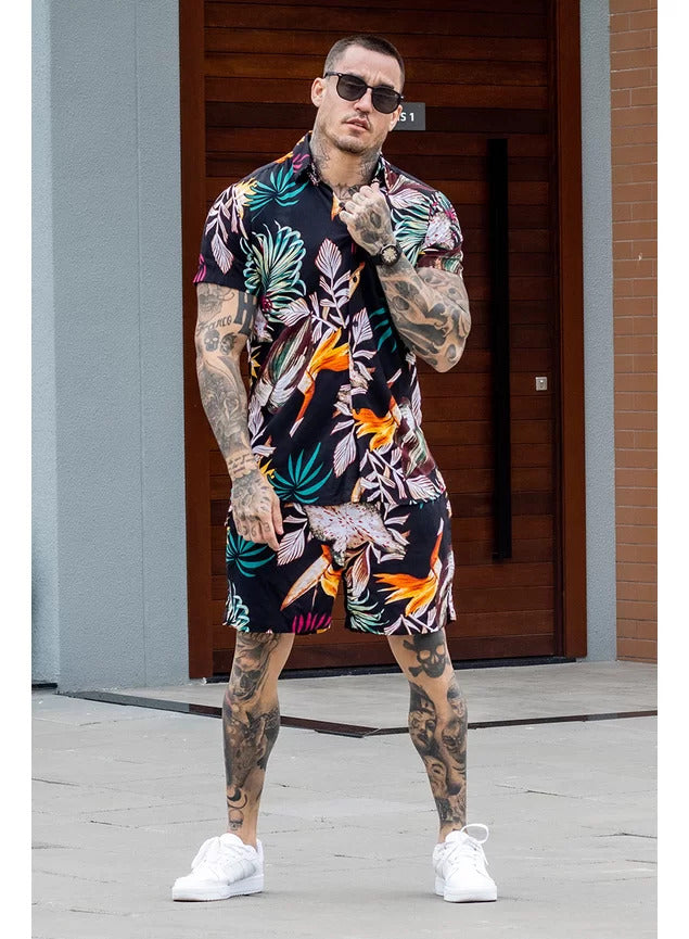 Kit Camisa Manga Curta e Shorts Black Summer